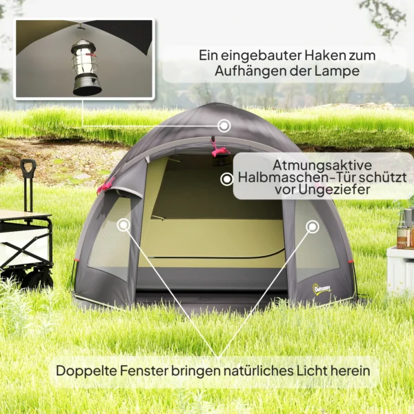Campingtent voor 4 personen licht, stabiel waterdicht uv 50+ tunnel tent met luifel zijdeur&venster, grondzeil familietent met 3000mm waterkolom tent voor camping reis trekking tuin 8