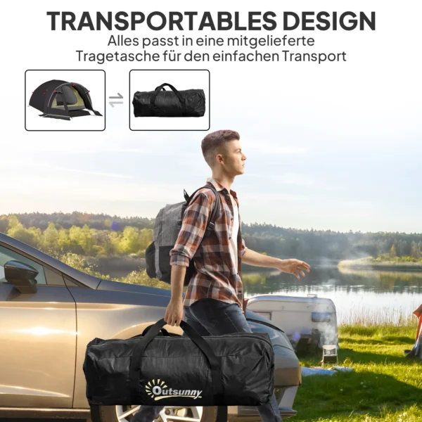 Campingtent voor 4 personen licht, stabiel waterdicht uv 50+ tunnel tent met luifel zijdeur&venster, grondzeil familietent met 3000mm waterkolom tent voor camping reis trekking tuin 9