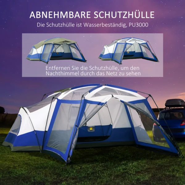 Campingtent voor 6 8 personen familietent met voorkamer en 2 ramen koepeltent pu3000mm blauw 518x487x237cm voor buitenavontuur 6