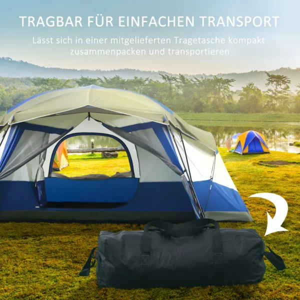 Campingtent voor 6 8 personen familietent met voorkamer en 2 ramen koepeltent pu3000mm blauw 518x487x237cm voor buitenavontuur 8