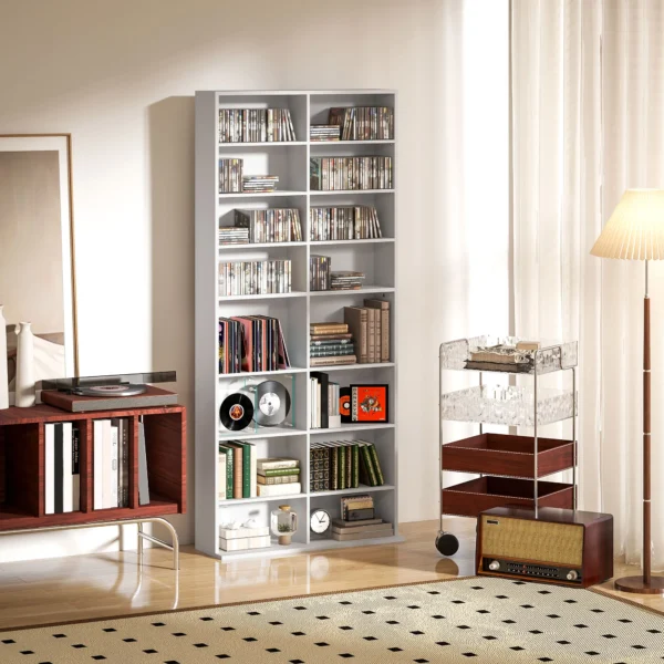 Cd dvd blueray rek cd standaard voor maximaal 640 cds of 360 dvds of 430 blurays opslag boekenrek mediarek voor de woonkamer 78,5 x 24 x 175 cm wit 2