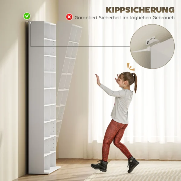Cd dvd blueray rek cd standaard voor maximaal 640 cds of 360 dvds of 430 blurays opslag boekenrek mediarek voor de woonkamer 78,5 x 24 x 175 cm wit 7