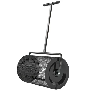 Compoststrooier 300l 61x40cm meststrooier gazon tuin tuinstrooier met t handvat gaasmand metaal zaadstrooier veenmosstrooier grasstrooier grasverzorging voor compost, mest meststof zaad zwart 1