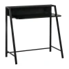 Computertafel stijlvolle bureau met opbergruimte en kabelbeheer, metaal zwart 84x45x85cm voor thuis kantoor en werkkamer 1