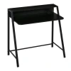 Computertafel stijlvolle bureau met opbergruimte en kabelbeheer, metaal zwart 84x45x85cm voor thuis kantoor en werkkamer 10