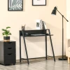 Computertafel stijlvolle bureau met opbergruimte en kabelbeheer, metaal zwart 84x45x85cm voor thuis kantoor en werkkamer 2
