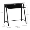 Computertafel stijlvolle bureau met opbergruimte en kabelbeheer, metaal zwart 84x45x85cm voor thuis kantoor en werkkamer 4