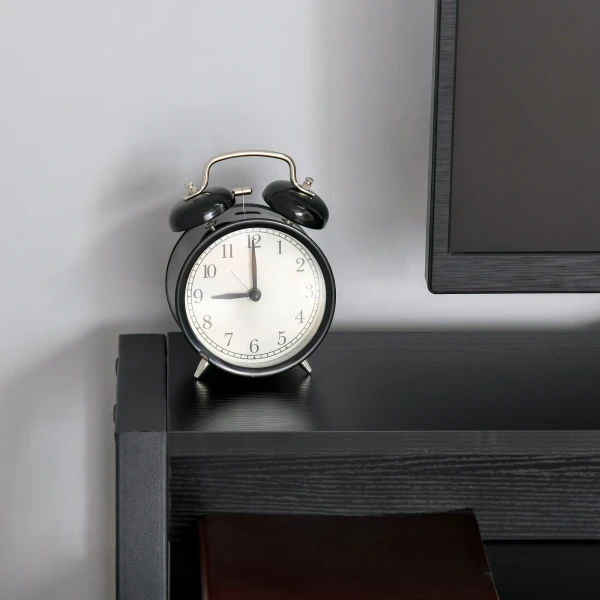 Computertafel stijlvolle bureau met opbergruimte en kabelbeheer, metaal zwart 84x45x85cm voor thuis kantoor en werkkamer 9