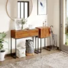 Console tafel gangtafel met kast in industrieel ontwerp, bijzettafel, staal, natuur, 40x30x76 cm 2