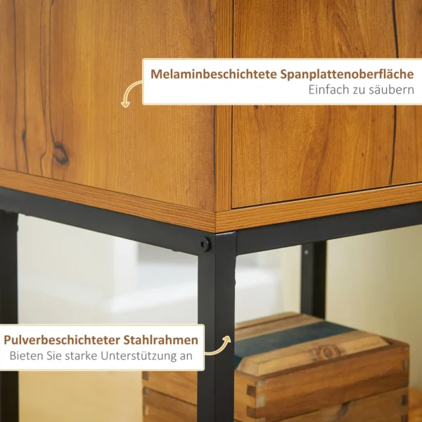 Console tafel gangtafel met kast in industrieel ontwerp, bijzettafel, staal, natuur, 40x30x76 cm 6
