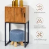 Console tafel gangtafel met kast in industrieel ontwerp, bijzettafel, staal, natuur, 40x30x76 cm 7