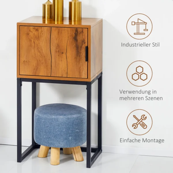 Console tafel gangtafel met kast in industrieel ontwerp, bijzettafel, staal, natuur, 40x30x76 cm 7