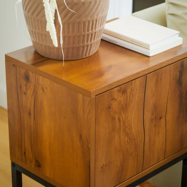 Console tafel gangtafel met kast in industrieel ontwerp, bijzettafel, staal, natuur, 40x30x76 cm 8