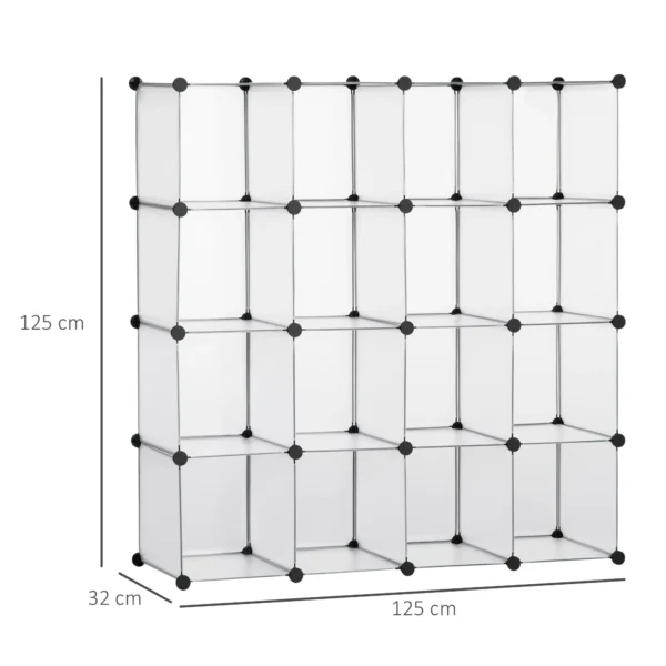 Diy kubus opbergsysteem 16 kubussen opbergdoos kunststofkast wit 125x32x125cm ideaal voor kinderkamer & woonkamer 4
