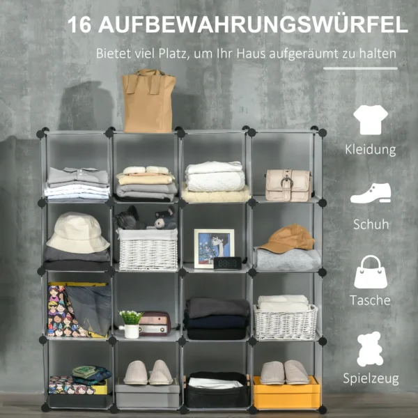 Diy kubus opbergsysteem 16 kubussen opbergdoos kunststofkast wit 125x32x125cm ideaal voor kinderkamer & woonkamer 5