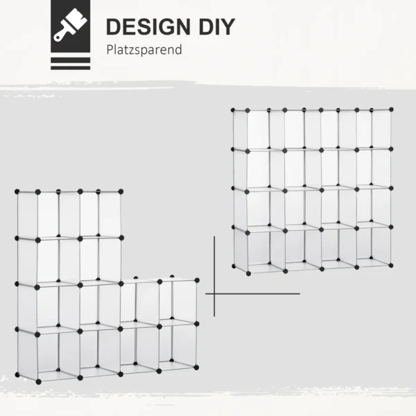 Diy kubus opbergsysteem 16 kubussen opbergdoos kunststofkast wit 125x32x125cm ideaal voor kinderkamer & woonkamer 6