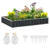 Diy stalen verhoogd tuinbed in t vorm met plantenlabels & handschoenen, donkergrijs voor eenvoudig tuinieren 1