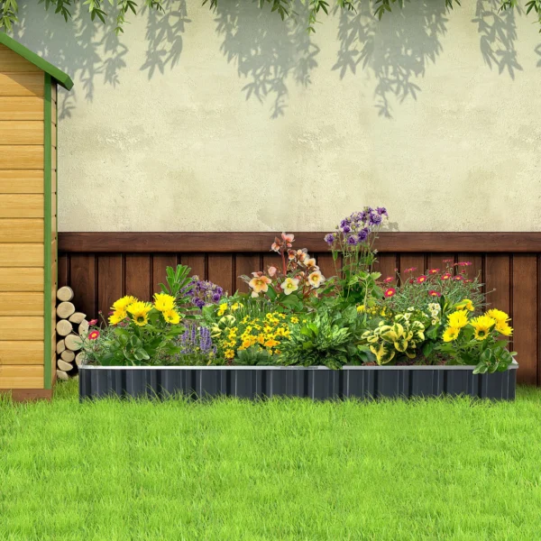 Diy stalen verhoogd tuinbed in t vorm met plantenlabels & handschoenen, donkergrijs voor eenvoudig tuinieren 2