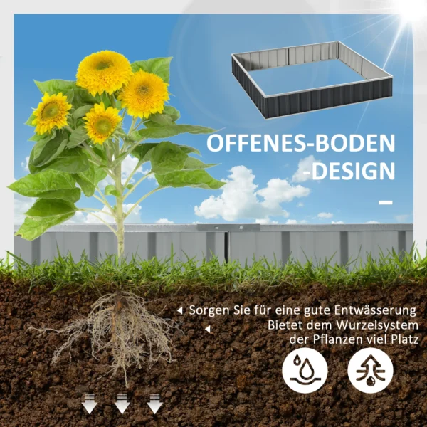Diy stalen verhoogd tuinbed in t vorm met plantenlabels & handschoenen, donkergrijs voor eenvoudig tuinieren 5