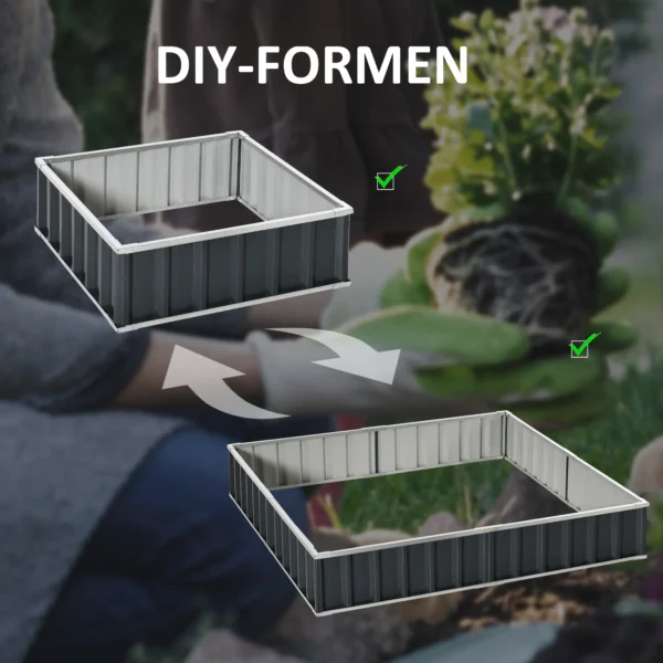 Diy stalen verhoogd tuinbed in t vorm met plantenlabels & handschoenen, donkergrijs voor eenvoudig tuinieren 7