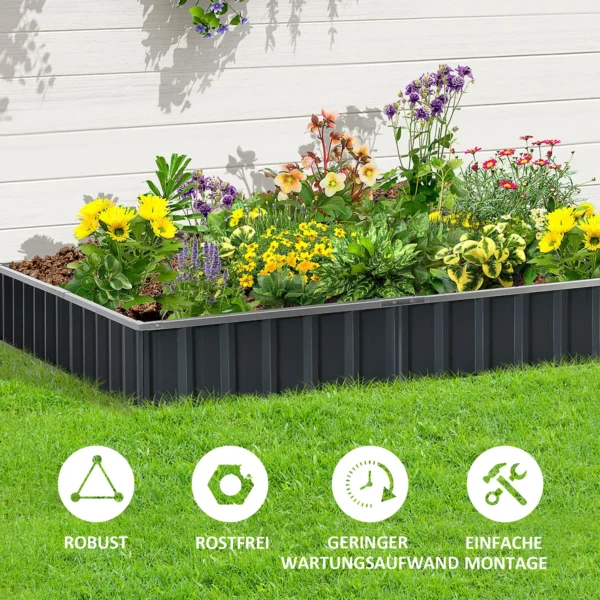 Diy stalen verhoogd tuinbed in t vorm met plantenlabels & handschoenen, donkergrijs voor eenvoudig tuinieren 8