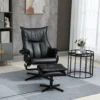 Draaibare fauteuil met ligfunctie relaxfauteuil tv fauteuil met kruk kantelbare rugleuning kunstleer staal zwart 2