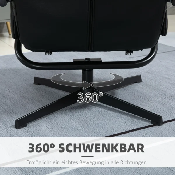 Draaibare fauteuil met ligfunctie relaxfauteuil tv fauteuil met kruk kantelbare rugleuning kunstleer staal zwart 7