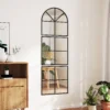 Driedelige wandspiegel, boogvormige spiegel met metalen frame, decoratieve hangspiegel, vensterspiegel voor badkamer woonkamer zwart 2