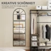 Driedelige wandspiegel, boogvormige spiegel met metalen frame, decoratieve hangspiegel, vensterspiegel voor badkamer woonkamer zwart 5