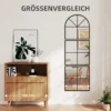 Driedelige wandspiegel, boogvormige spiegel met metalen frame, decoratieve hangspiegel, vensterspiegel voor badkamer woonkamer zwart 8