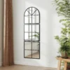 Driedelige wandspiegel, boogvormige spiegel met metalen frame, decoratieve hangspiegel, vensterspiegel voor badkamer woonkamer zwart 9