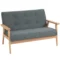 Dubbelbank loveseat 2 zits met bekleding compact ontwerp van linnen en rubberhout grijs 115x66,5x73cm voor woonkamer 1
