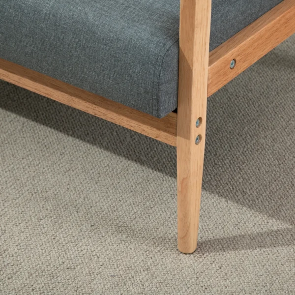 Dubbelbank loveseat 2 zits met bekleding compact ontwerp van linnen en rubberhout grijs 115x66,5x73cm voor woonkamer 10