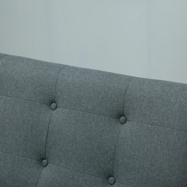 Dubbelbank loveseat 2 zits met bekleding compact ontwerp van linnen en rubberhout grijs 115x66,5x73cm voor woonkamer 9