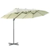 Dubbele parasol hangparasol dubbele scherm met kruk verstelbare tuinparasol zonwering metaal crèmewit 440 x 270 x 250 cm 1