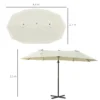 Dubbele parasol hangparasol dubbele scherm met kruk verstelbare tuinparasol zonwering metaal crèmewit 440 x 270 x 250 cm 4