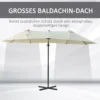 Dubbele parasol hangparasol dubbele scherm met kruk verstelbare tuinparasol zonwering metaal crèmewit 440 x 270 x 250 cm 5