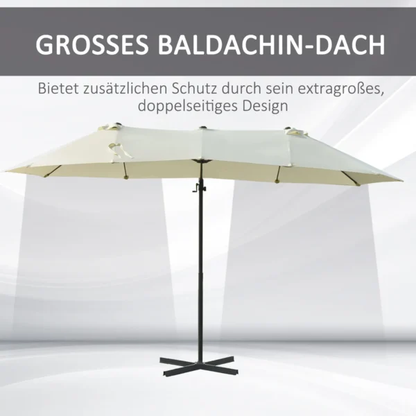 Dubbele parasol hangparasol dubbele scherm met kruk verstelbare tuinparasol zonwering metaal crèmewit 440 x 270 x 250 cm 5