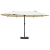 Dubbele tuinparasol terrasparasol met handzwengel en parasolvoet, ovaal 460 x 270 x 240 cm in crèmewit 1