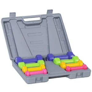 Dumbbell set kort halter set met koffer 4 halterparen 0,5 1 1,5 2 kg draagbaar voor thuis en fitnessruimte ijzer kunststof 1