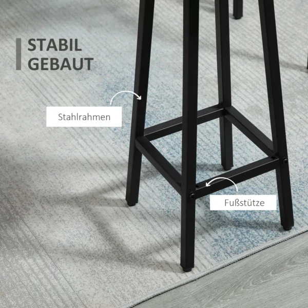 Eetgroep 6 delige zitset met 2 bartafels en 4 barkrukken in industrieel ontwerp, spaanplaat en staal, grijs en zwart 8