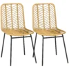 Eetkamerstoel 2 delige set keukenstoel met rugleuning in rattan look, staal, geel, 44x58x85cm voor eetkamer & woonkamer 1