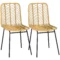 Eetkamerstoel 2 delige set keukenstoel met rugleuning in rattan look, staal, geel, 44x58x85cm voor eetkamer & woonkamer 1
