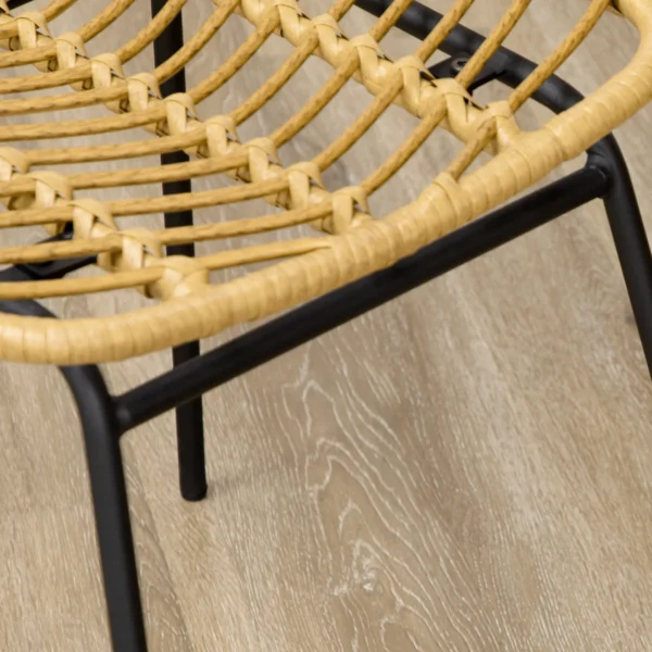 Eetkamerstoel 2 delige set keukenstoel met rugleuning in rattan look, staal, geel, 44x58x85cm voor eetkamer & woonkamer 10