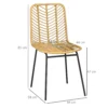 Eetkamerstoel 2 delige set keukenstoel met rugleuning in rattan look, staal, geel, 44x58x85cm voor eetkamer & woonkamer 4