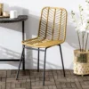 Eetkamerstoel 2 delige set keukenstoel met rugleuning in rattan look, staal, geel, 44x58x85cm voor eetkamer & woonkamer 8
