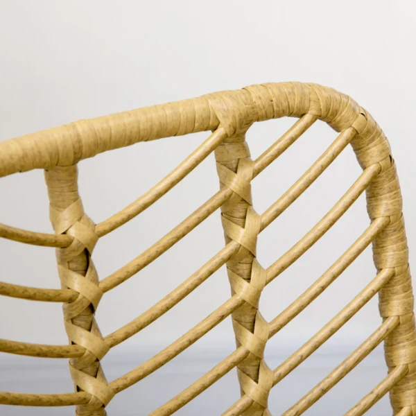 Eetkamerstoel 2 delige set keukenstoel met rugleuning in rattan look, staal, geel, 44x58x85cm voor eetkamer & woonkamer 9