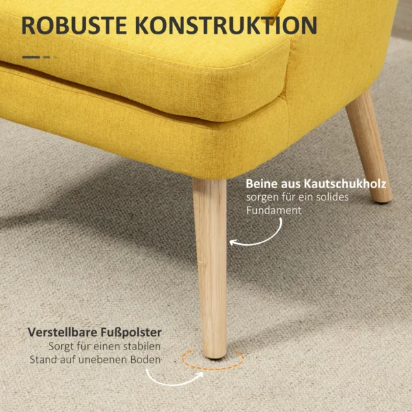 Eetkamerstoel keukenstoel met armleuning gestoffeerde stoel woonkamerstoel bureaustoel voor woonkamer slaapkamer linnen touch hout geel 6
