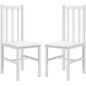 Eetkamerstoelen, set van 2 keukenstoelen, eetstoel met rugleuning, woonkamerstoel, tot 120 kg belastbaar, grenenhout, wit 1