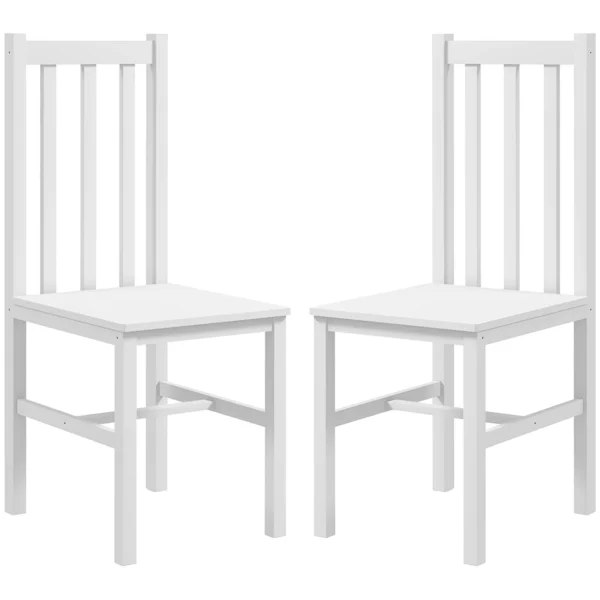 Eetkamerstoelen, set van 2 keukenstoelen, eetstoel met rugleuning, woonkamerstoel, tot 120 kg belastbaar, grenenhout, wit 1